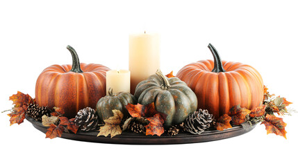 pumpkin and autumn leaves isolated