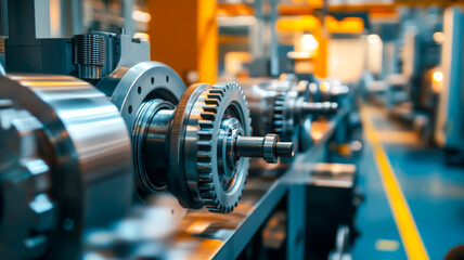 Dynamic machinery operation industrial facility closeup mechanical environment focused viewpoint