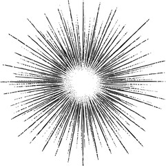 Obraz premium Abstract black and white starburst with radial lines pattern. Vector illustration in sketch style