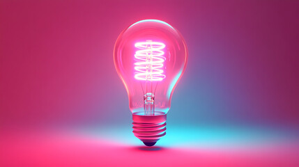 neon glowing light bulb