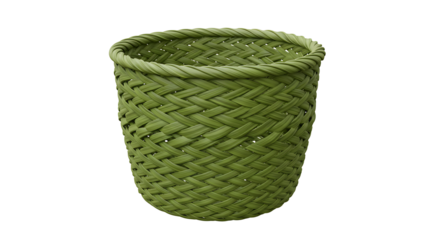 Green woven round basket