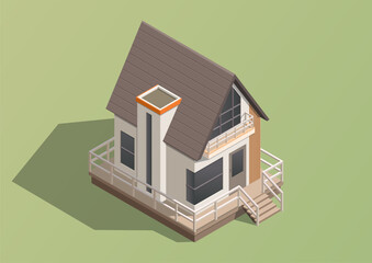 isometric cute house isolated