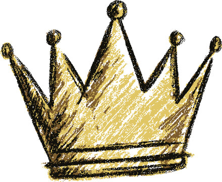 Gold crown illustration with black sketchy lines. Vector illustration - Powered by Adobe