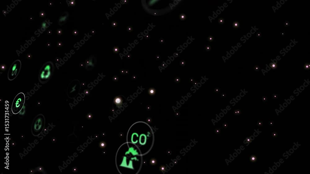 Aufkleber opening cosmos launching icons drifting clustering power co2 factory visualizing energy concepts