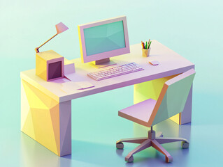 Low Poly Desk Setup