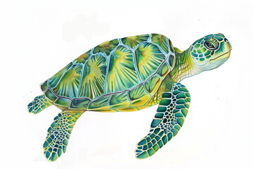 Turtle Indian art. A stylized turtle in watercolor technique. Turtle island indigenous art.
