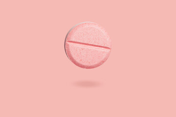 A tablet isolated on a pink background, the image looks three-dimensional and the object has a shadow, template for designers.