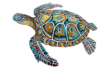 Turtle Indian art. A stylized turtle in watercolor technique. Turtle island indigenous art.