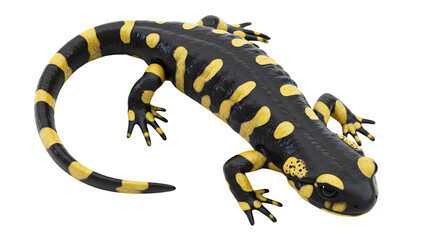 Obraz premium Detailed View of a Fire Salamander with Striking Black and Yellow Pattern