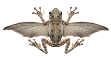 Detailed View of a Flying Frog with Elaborate Wings