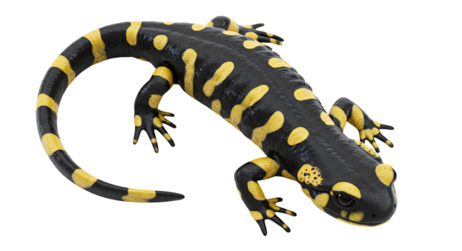 Detailed View of a Fire Salamander with Striking Black and Yellow Pattern