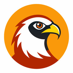 Stylized eagle head profile in orange circle