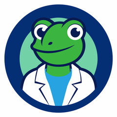 Friendly frog doctor cartoon character mascot