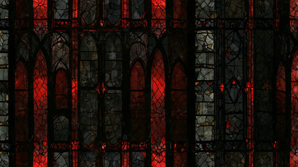 Gothic Abstract Background with Stained Glass and Crimson Highlights