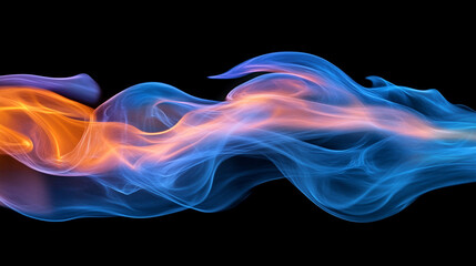 Abstract Blue and Orange Flame on Dark Background. Vivid abstract flame for digital art, design, and visual effects in multimedia projects.