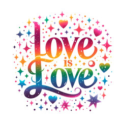 Fototapeta premium Love is Love Rainbow Text