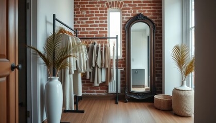 Interior of a minimalist dressing room