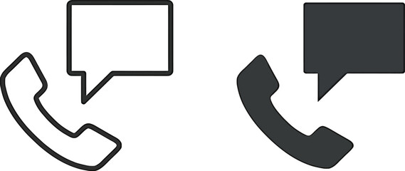 Vector Phone Call Chat Icon in Outline and Solid Style for Communication UI