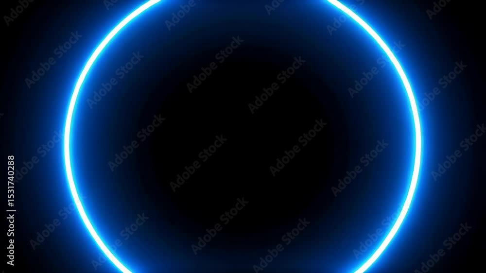 Poster luminous cyan ring against a solid black background creating a simple and futuristic design concept 