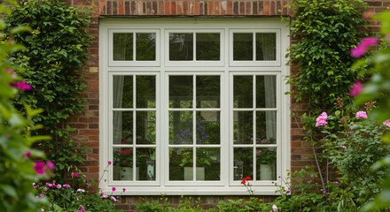 window with flowers in the garden