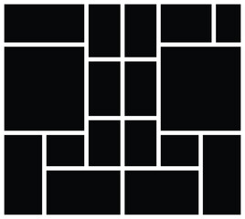 Minimal Collage Photo Frame Template Design. Modern Grid Layout for Photography and Wall Art. Moldboard, Portfolio Presentation and Web Layout Template.