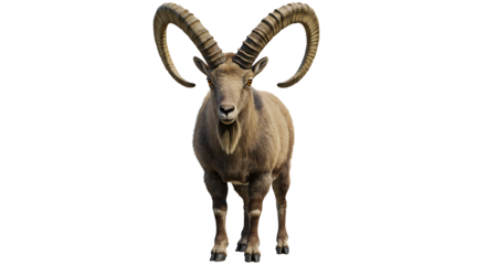 Majestic Markhor Front View of a Wild Goat with Impressive Horns