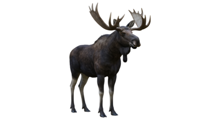 Majestic Moose with Impressive Antlers Against a Blank Background
