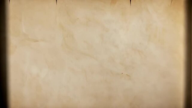 Antique parchment scroll unrolled with a beige and brown weathered texture and space for text or design against a dark background.