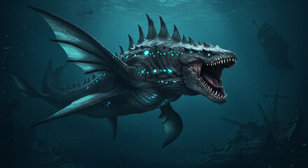 Naklejka premium shark in aquarium