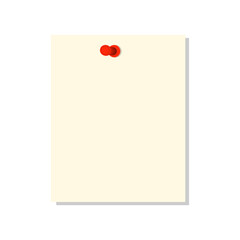blank note paper with pushpin vector illustration isolated on white