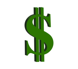 Green 3d dollar sign isolated transparent background