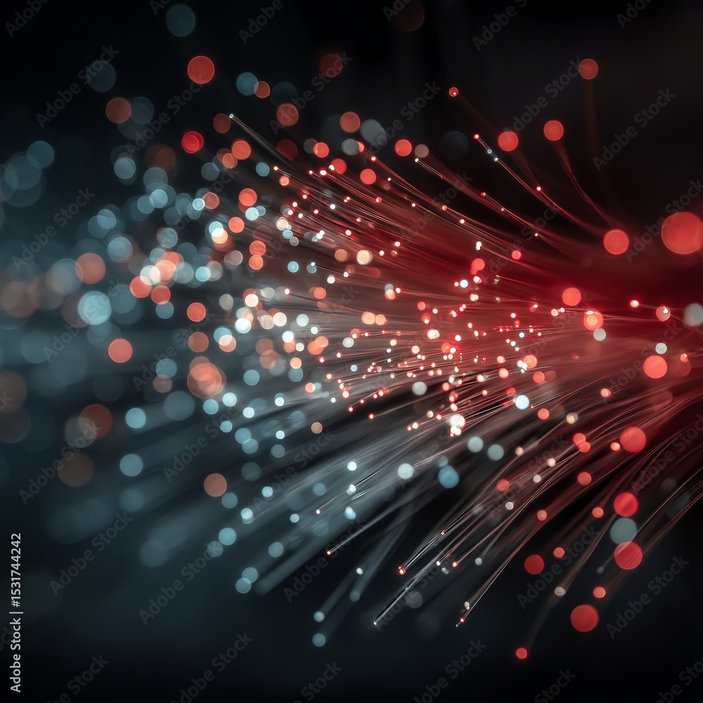 Aufkleber macro close-up of fiber optics with shallow depth of field - minimalist technology composition