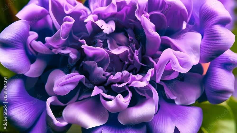 Poster close-up of vibrant purple and blue flower petals creating abstract patterns in detailed depth, with