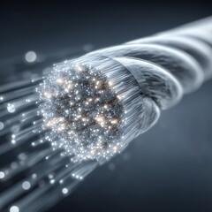 Minimalist High-Speed Internet Fiber Optic Cable Close-Up