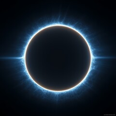 Minimal Neural Network Visualization with One Glowing Blue Ring, Isolated on Matte Black, Square Format