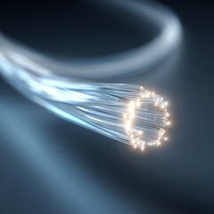 3D Optical Fiber Communication Concept with Glowing Light Effect
