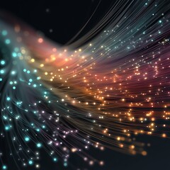 3D Optical Fibers Vector Illustration - Futuristic White Background Isolated Design