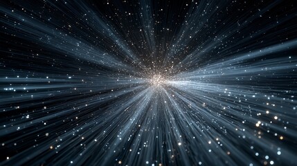 Space Travel Through Fiber Optic Stars in Deep Blue Cosmic Aesthetic
