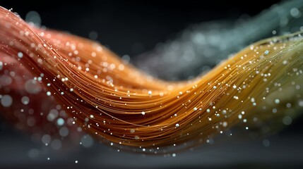 Abstract 3D Big Data Visualization with Colorful Fiber Optic Threads - Futuristic Infographics