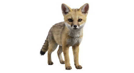 Fototapeta premium Alert Fennec Fox Cub Standing with Curious Gaze and Detailed Fur Texture