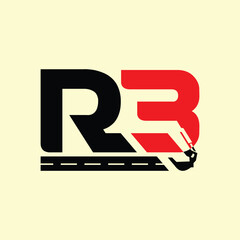 letter R3 excavator concept logo design vector template