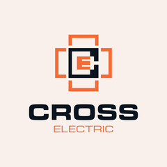 letter E electric concept logo design vector template