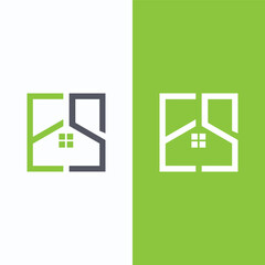 letter ES home concept logo design vector template