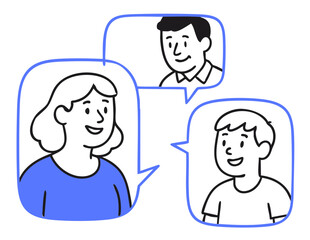 Happy People in Speech Bubbles Communicating