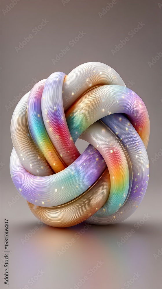 Aufkleber abstract multicolored ribbon knot 3d render modern design textured high resolution