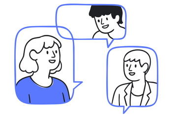 Happy People in Speech Bubbles Communicating