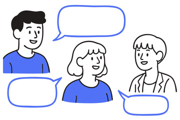 Happy People in Speech Bubbles Communicating
