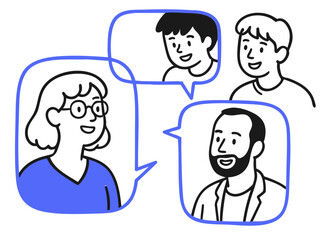 Happy People in Speech Bubbles Communicating