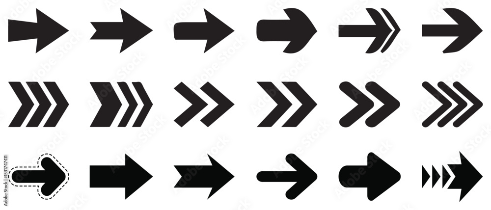 Poster black vector arrows collection. arrow. cursor. arrow vector icon. modern simple arrows. collection d