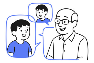 Happy People in Speech Bubbles Communicating